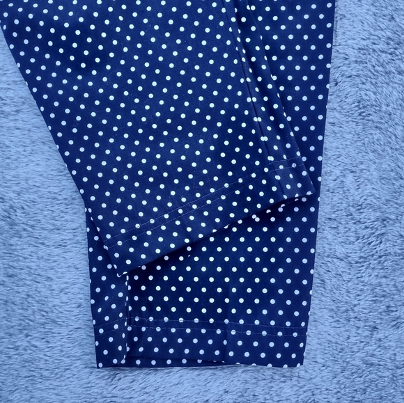 Knight's Ltd Polka Dot High Waisted Cotton Pants Blue & White Medium - Picture 6 of 12